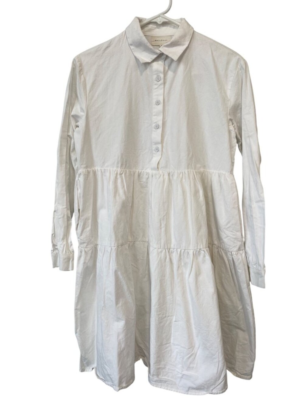 Melloday Shirt Dress Small Tiered Button Up Long Sleeve Babydoll Modest Classic